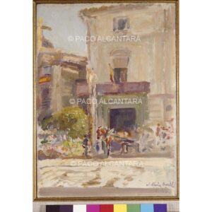 3606-Pintura-Plaza de la Virgen. Casa Vestuario. 1940