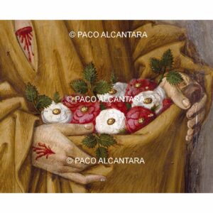 4753-Pintura-Detalle de túnica con flores. Retablo de nuestra Señora de los Ángeles y de la Eucaristía