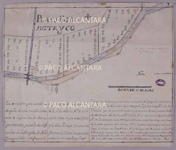 Plano geométrico de la rectificación de la acequia de Favara (1750).