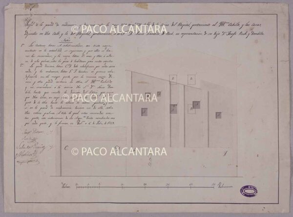 Perfil de la pared medianera y división entre la casa nº 9 manzana 271... (1829).España