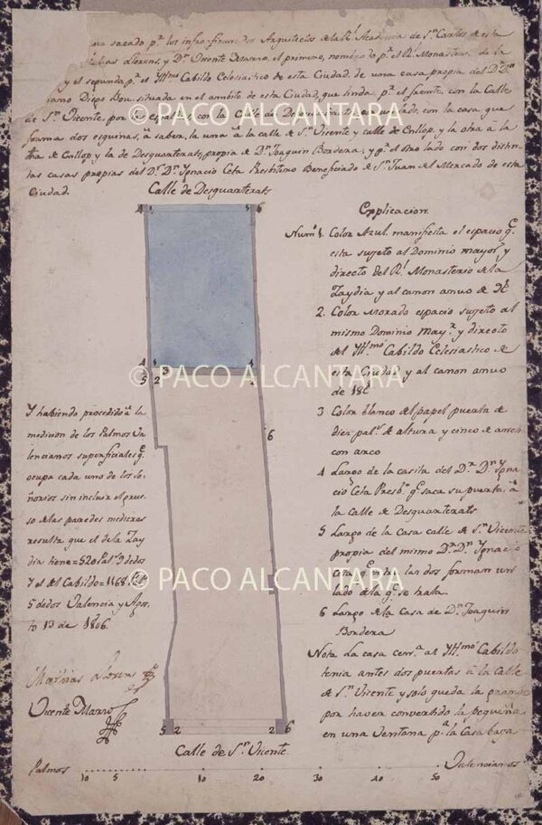 Dictamen gráfico de una casa en calle San Vicente (1806).