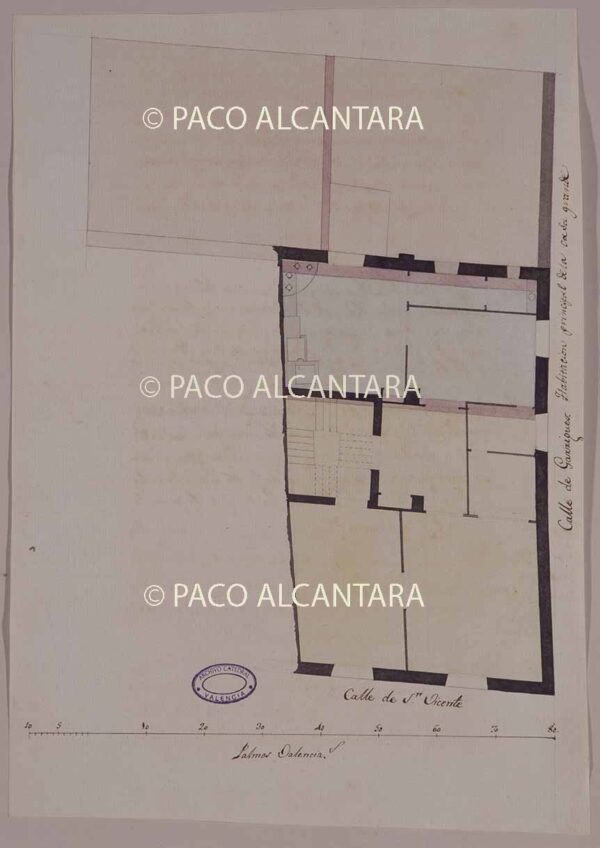 Planta de la habitación principal de la casa grande calle de San Vicente (1805).