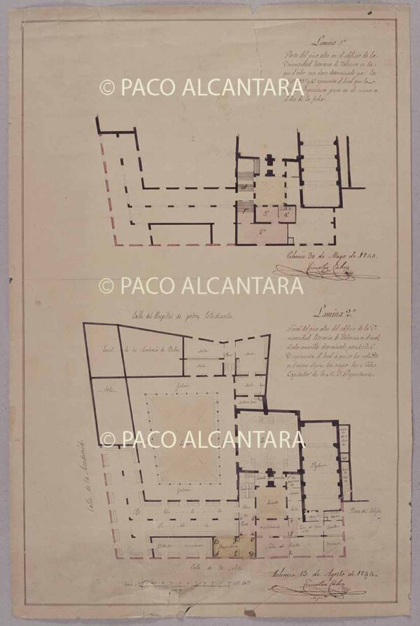 Reducción de la sala de la Preposituría de la Universidad Literaria (1844).Antes de restaurar