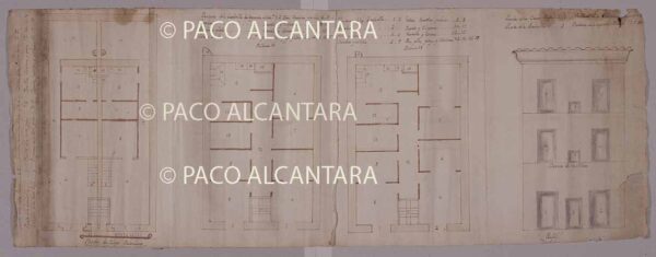 Plantas y alzado de viviendas de la calle de la Nave (1790).