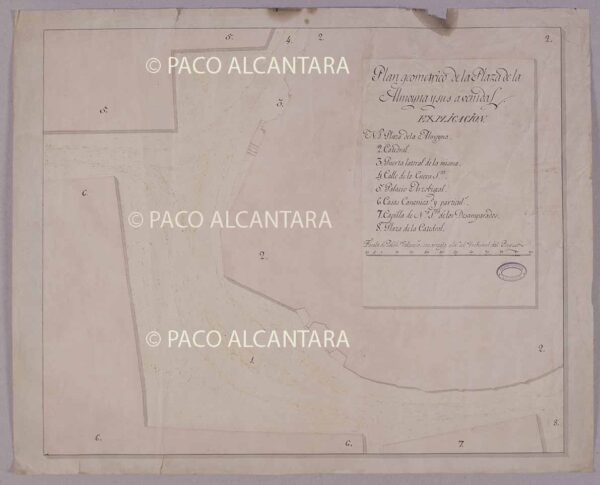 Plan geométrico de la plaza de la Almoina y sus avenidas (1826).