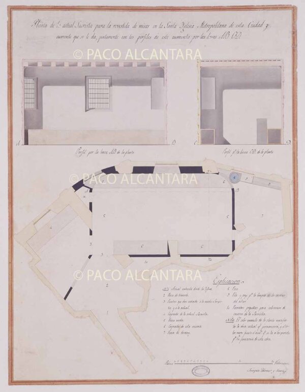 Planta de la actual sacristía para la revestida de misas (1827).