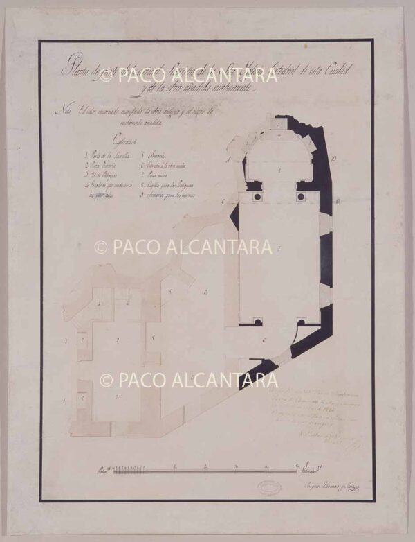 Planta de parte de la actual sacristía y de la obra añadida nuebamente (1826