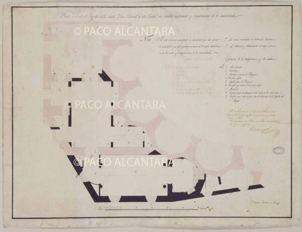 Planta de parte de la actual sacristía y de la obra añadida nuebamente y transformación de la acturlidad (1827