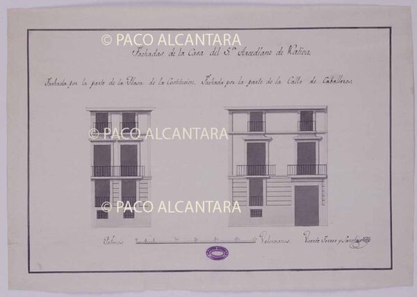 Fachadas de la casa del señor Arcediano de Xátiva (1830).